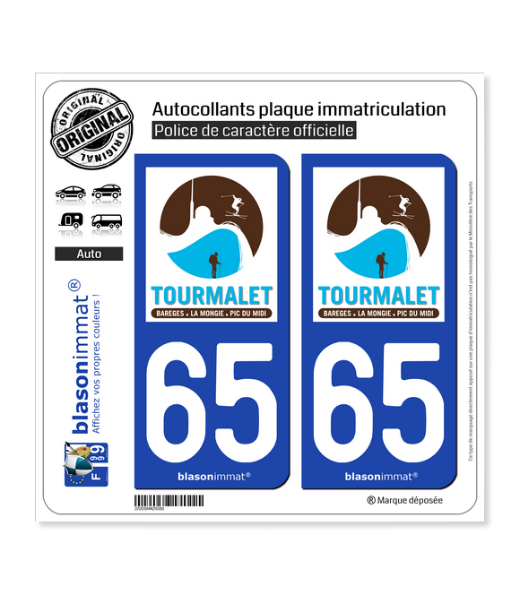 65 Tourmalet | Autocollant plaque immatriculation
