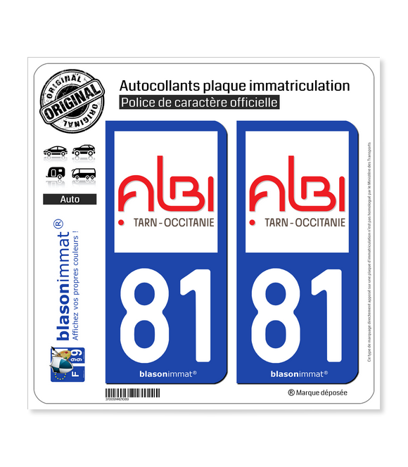 81 Albi - Ville | Autocollant plaque immatriculation