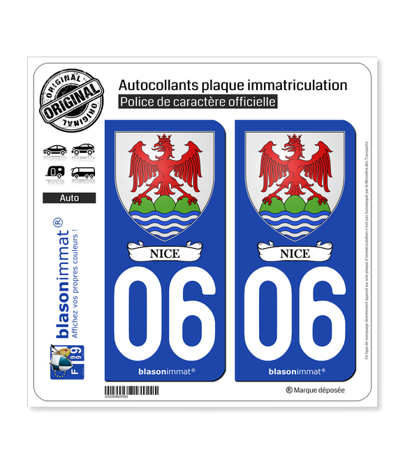 06 Nice - Armoiries | Autocollant plaque immatriculation