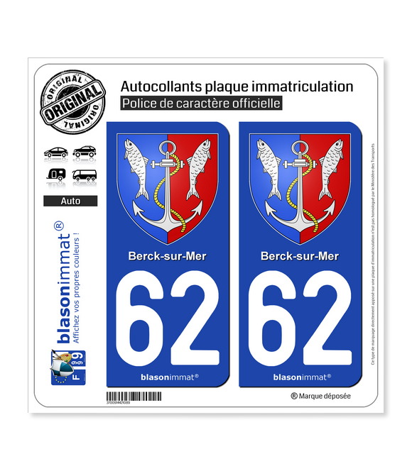 62 Berck-sur-Mer - Armoiries | Autocollant plaque immatriculation