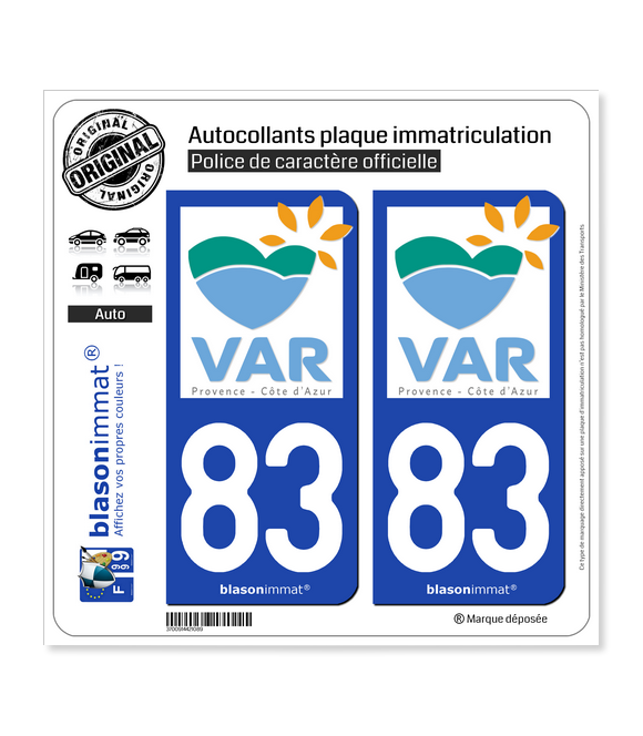 83 Var - Tourisme | Autocollant plaque immatriculation
