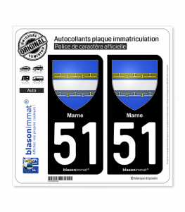51 Marne - Armoiries | Autocollant plaque immatriculation