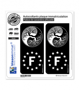 F-IE Yin et Yang - Arbre de Vie | Autocollant plaque immatriculation