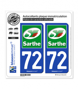 72 Sarthe - Département | Autocollant plaque immatriculation