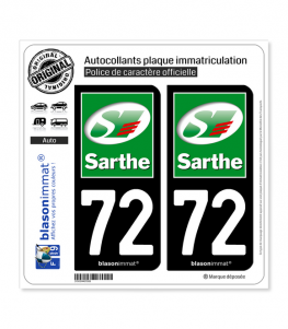 72 Sarthe - Département | Autocollant plaque immatriculation