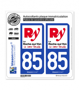 85 La Roche-sur-Yon - Ville | Autocollant plaque immatriculation