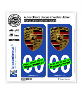 Porsche - Blason | Autocollant plaque immatriculation