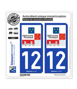 12 Villefranche-de-Rouergue - Ville | Autocollant plaque immatriculation