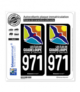 971 Guadeloupe - Tourisme | Autocollant plaque immatriculation