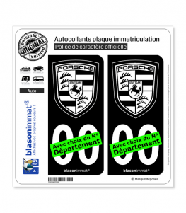 Porsche - Blason NB | Autocollant plaque immatriculation