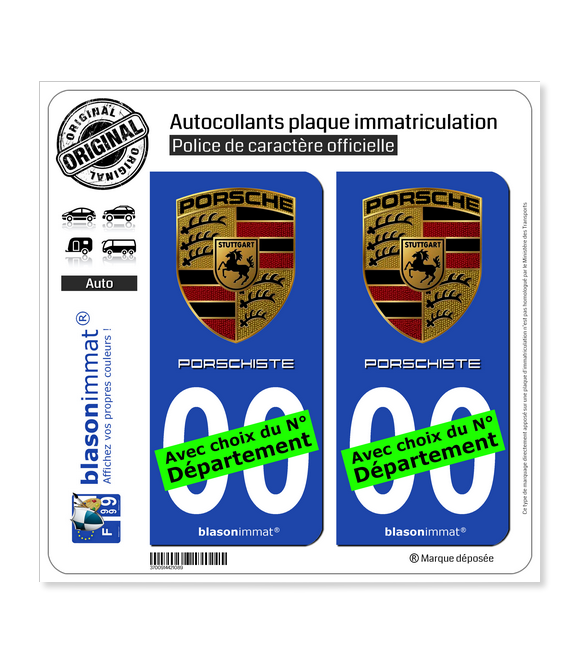 Porsche - Porschiste | Autocollant plaque immatriculation