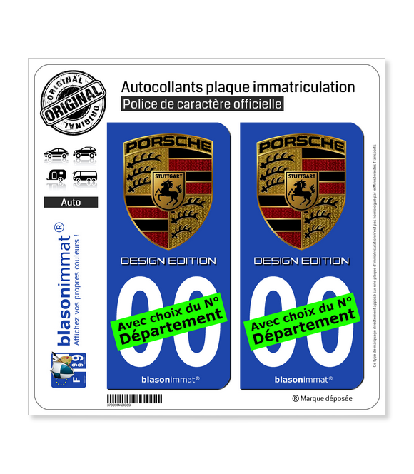 Porsche - Design Edition | Autocollant plaque immatriculation