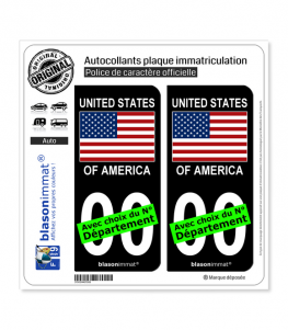 États-Unis - Drapeau | Autocollant plaque immatriculation