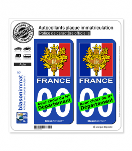 France - Armoiries Drapées | Autocollant plaque immatriculation