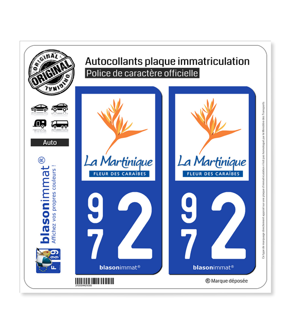 972 Martinique - Tourisme | Autocollant plaque immatriculation