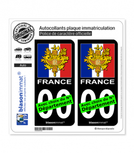 France - Armoiries Drapées | Autocollant plaque immatriculation