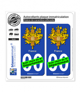 France - Armoiries | Autocollant plaque immatriculation