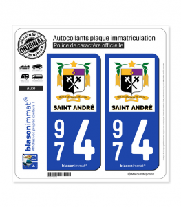 974 Saint-André - Ville | Autocollant plaque immatriculation