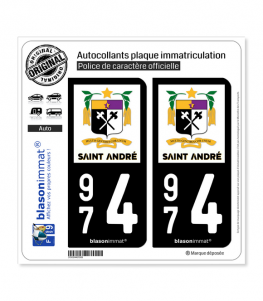 974 Saint-André - Ville | Autocollant plaque immatriculation