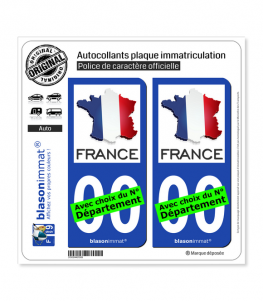 France - Carte | Autocollant plaque immatriculation