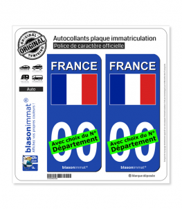 France - Drapeau | Autocollant plaque immatriculation