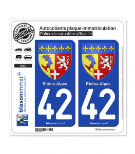 42 Rhône-Alpes - Armoiries | Autocollant plaque immatriculation