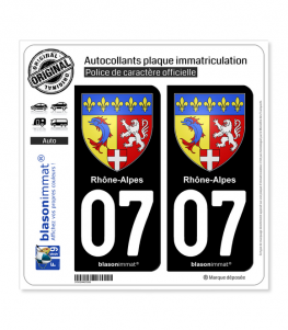 07 Rhône-Alpes - Armoiries | Autocollant plaque immatriculation