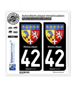 42 Rhône-Alpes - Armoiries | Autocollant plaque immatriculation