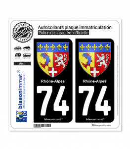 74 Rhône-Alpes - Armoiries | Autocollant plaque immatriculation