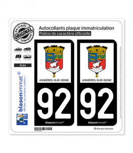 92 Asnières-sur-Seine - Ville | Autocollant plaque immatriculation