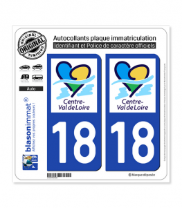 18 Centre-Val de Loire - LogoType II | Autocollant plaque immatriculation