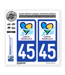 45 Centre-Val de Loire - LogoType II | Autocollant plaque immatriculation