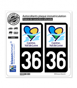 36 Centre-Val de Loire - LogoType II | Autocollant plaque immatriculation