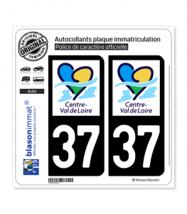 37 Centre-Val de Loire - LogoType II | Autocollant plaque immatriculation