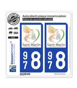 978 Saint-Martin - Collectivité | Autocollant plaque immatriculation