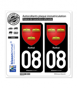 08 Rethel - Armoiries | Autocollant plaque immatriculation