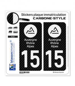 15 Auvergne-Rhône-Alpes - LT Carbone-Style | Stickers plaque immatriculation