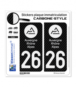 26 Auvergne-Rhône-Alpes - LT Carbone-Style | Stickers plaque immatriculation