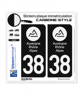 38 Auvergne-Rhône-Alpes - LT Carbone-Style | Stickers plaque immatriculation