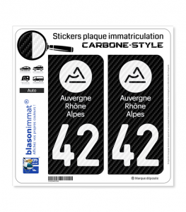 42 Auvergne-Rhône-Alpes - LT Carbone-Style | Stickers plaque immatriculation
