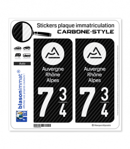Autocollants Style Plaque Immatriculation Département 74 (Haute-Savoie) - Lot De 2 Stickers Vinyle Anti-UV, Version 2018