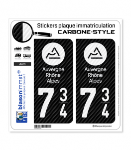 734 Auvergne-Rhône-Alpes - LT Carbone-Style | Stickers plaque immatriculation