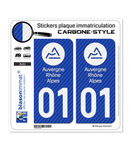 01 Auvergne-Rhône-Alpes - LT Carbone-Style | Stickers plaque immatriculation