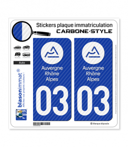03 Auvergne-Rhône-Alpes - LT Carbone-Style | Stickers plaque immatriculation