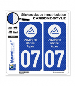 07 Auvergne-Rhône-Alpes - LT Carbone-Style | Stickers plaque immatriculation
