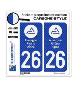 26 Auvergne-Rhône-Alpes - LT Carbone-Style | Stickers plaque immatriculation