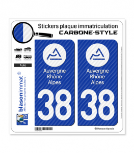 38 Auvergne-Rhône-Alpes - LT Carbone-Style | Stickers plaque immatriculation