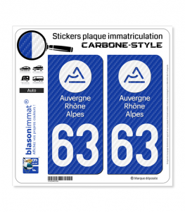 63 Auvergne-Rhône-Alpes - LT Carbone-Style | Stickers plaque immatriculation