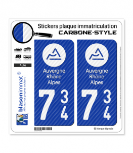 734 Auvergne-Rhône-Alpes - LT Carbone-Style | Stickers plaque immatriculation
