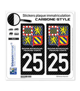 25 Bourgogne-Franche-Comté - LT II Carbone-Style | Stickers plaque immatriculation